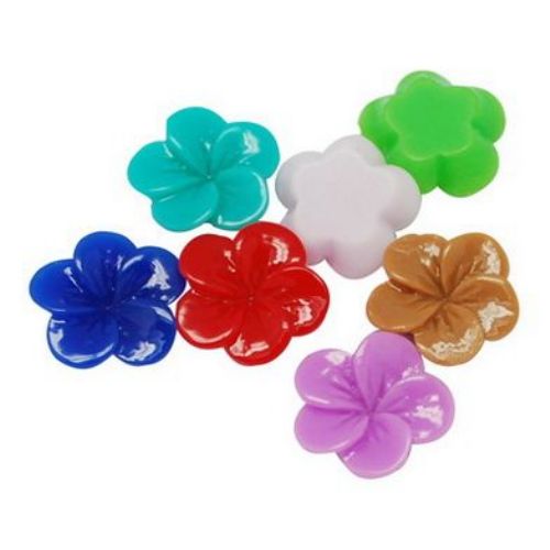 Opaque resin flower bead type cabochon 11x4 mm mix - 10 pieces