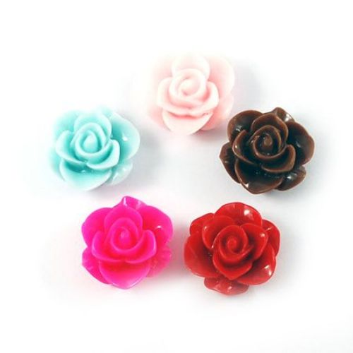 Resin rose bead type cabochon for jewelry making 20x21x9 mm mix - 5 pieces
