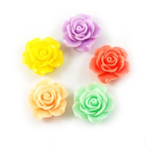 Resin rose bead type cabochon for handmade jewelry 15x8 mm mixed colors - 10 pieces