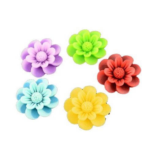 Painted flower resin type cabochon 40x10 mm assorted colors -1 piece