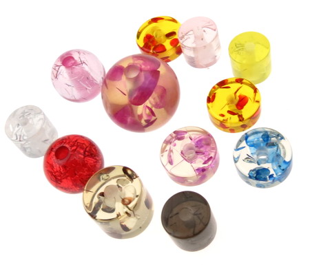 Acrylic resin beads mix shapes 11~24x8~22 mm hole 2~3mm transparent with thread - 20 grams