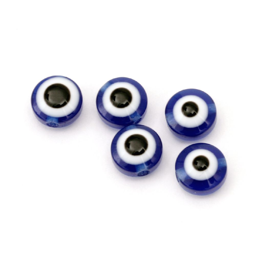 Evil eye, Beads, Flat round, Resin, 8x5 mm, 50pcs