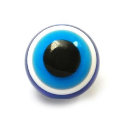 Acrylic Evil Eye Beads, Round Ball 14x13 mm hole 2 mm -10 pieces