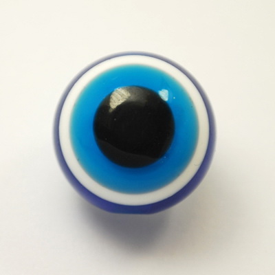 Acrylic Evil Eye Beads, Round Ball 18x17 mm hole 3 mm -10 pieces