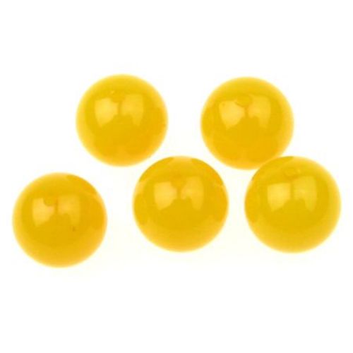 Resin Acrylic Beads, Round Ball 12 mm hole 1 mm imitation amber -5 pieces