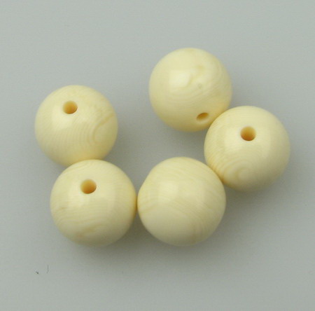 Resin plastic round beads 12 mm hole 1 mm - 5 pieces