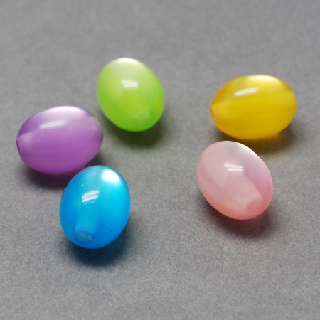 Resin oval beads, imitation cat's eye 12x9x9 mm hole 2 mm mix - 20 pieces