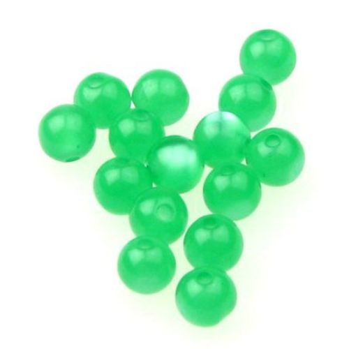 Round Resin Bead / Cat Eye, 6 mm, Hole: 2 mm, Green -50 pieces