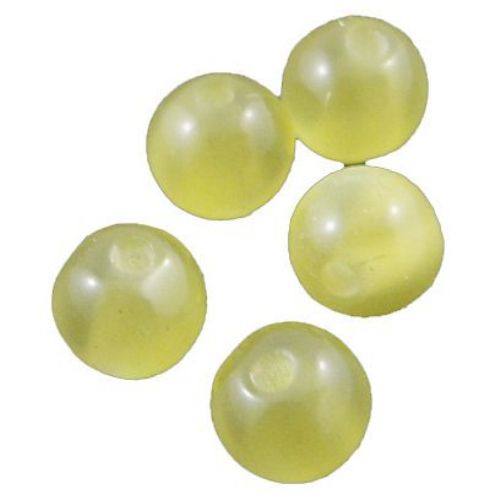 Resin round beads, imitation cat's eye 8 mm hole 1.5 mm yellow - 50 pieces