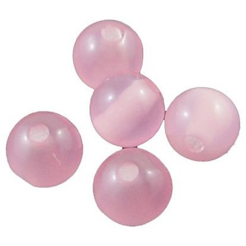 Resin round beads, imitation cat's eye 8 mm hole 1.5 mm pink 2 - 50 pieces