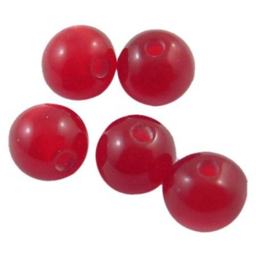 Resin round beads, imitation cat's eye 8 mm hole 1.5 mm red - 50 pieces