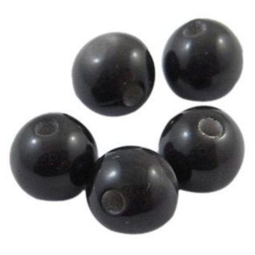Resin round beads, imitation cat's eye 8 mm hole 1.5 mm black - 50 pieces