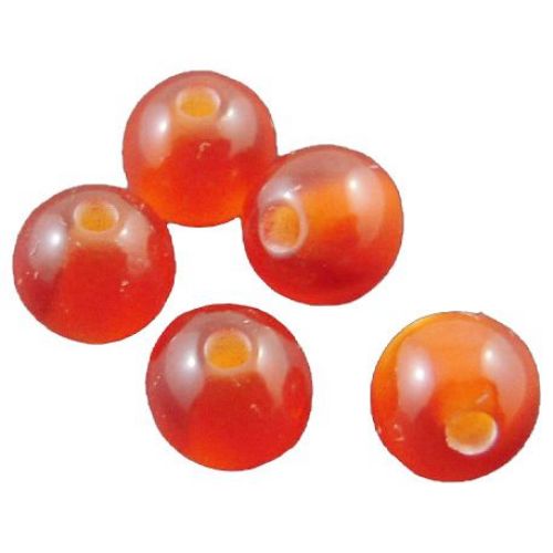Resin Plastic Beads, Ball 6mm hole 2 ~ 3mm cat eye red -50 pieces
