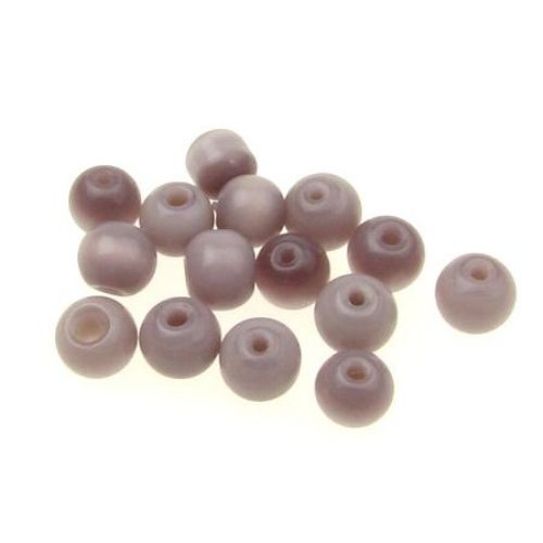 Resin round beads, imitation cat's eye 7 mm hole 2 mm light purple - 50 pieces