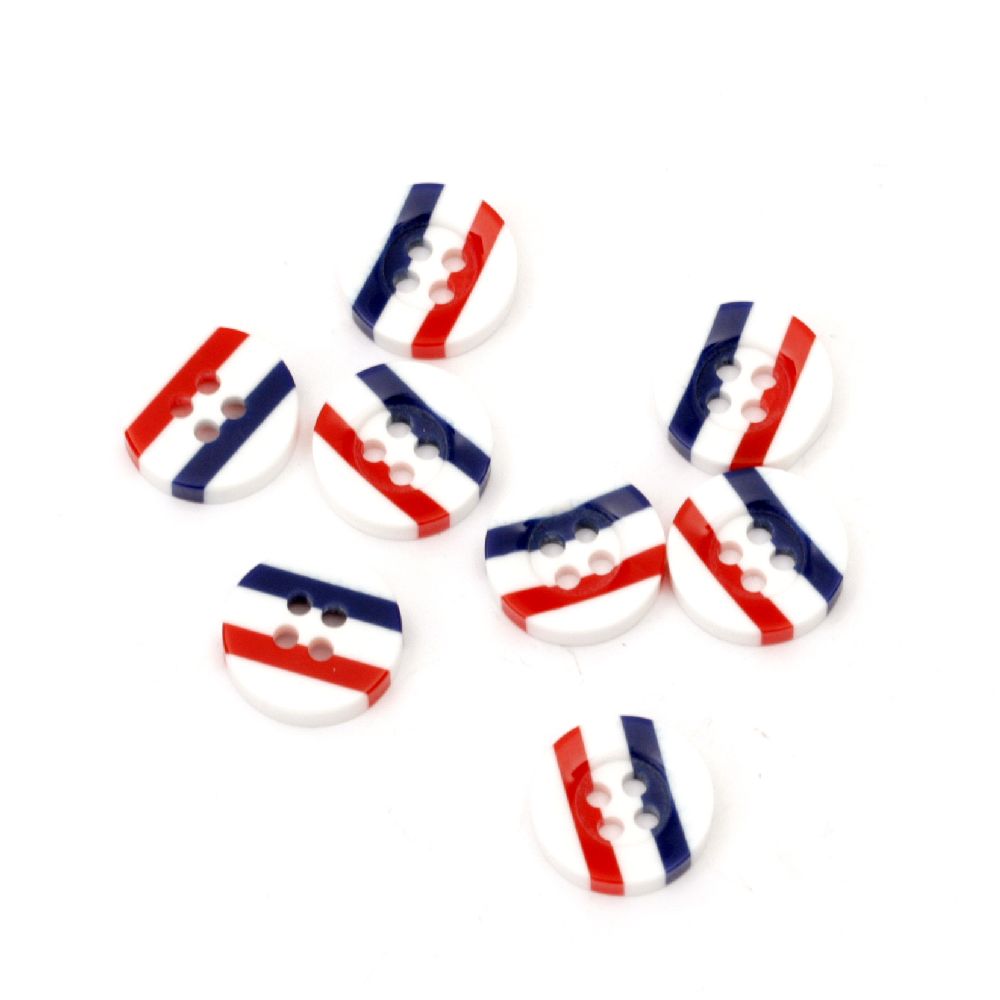 Rubber button 13x3 hole 1 mm white red blue -10 pieces