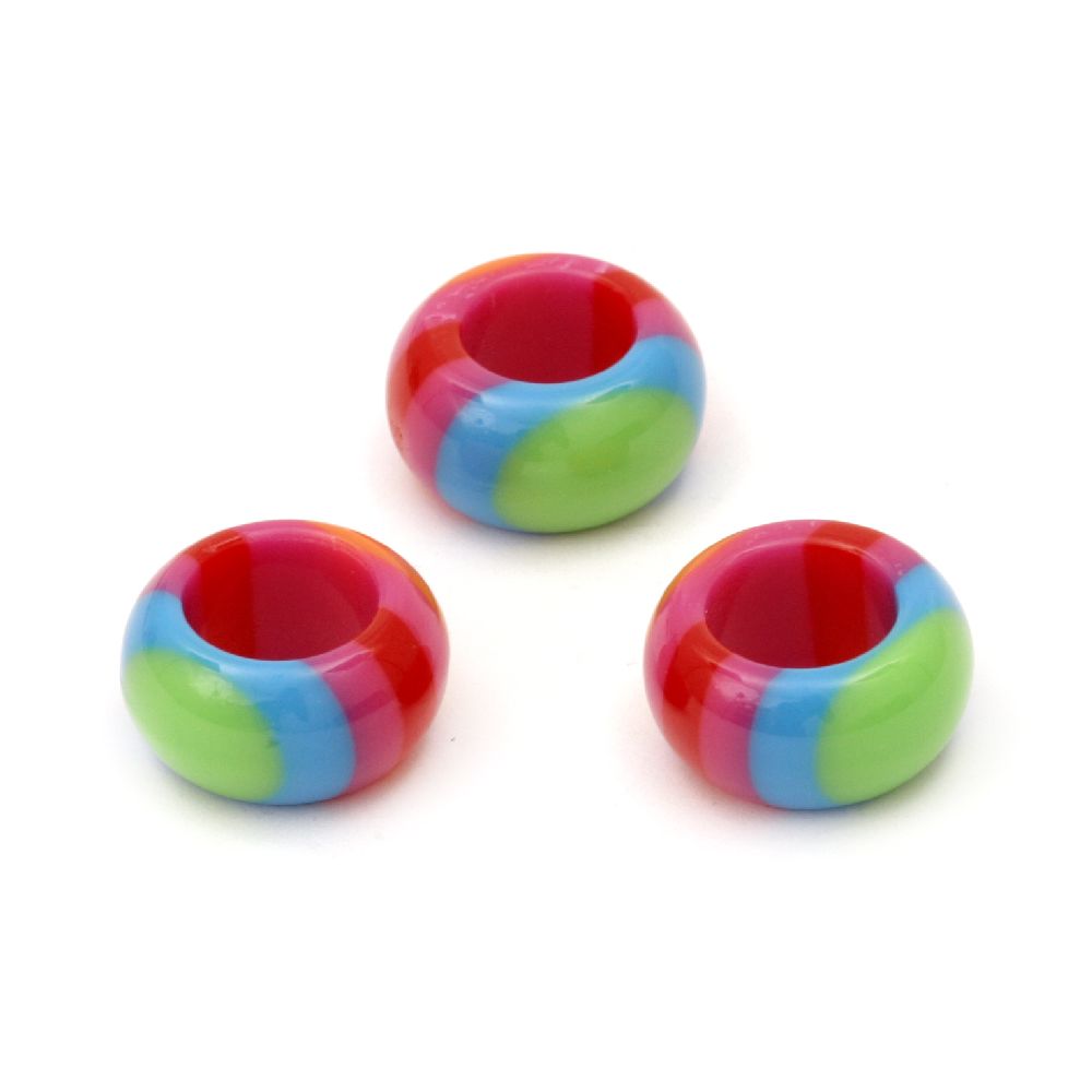 Resin acrylic washer 15x8 mm hole 9 mm striped colored - 10 pieces