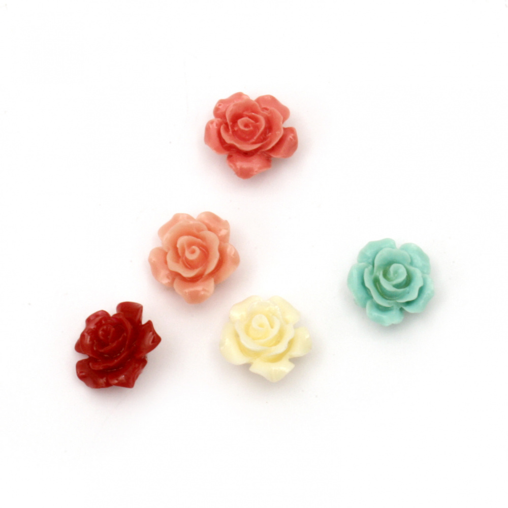 Rubber bead rose 13x13x8 mm hole 1 mm mix - 5 pieces