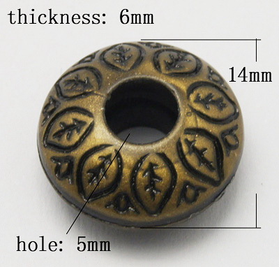 Margele Antic saiba  14x6 gaura 5 mm culoare bronz antic -50 grame ~ 78 buc