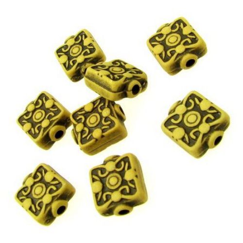 Plastic Antique Bead for Handmade Jewelry and Decoration, 13x11x6 mm, Hole: 2 mm, Brown -50 grams ~ 68 pieces
