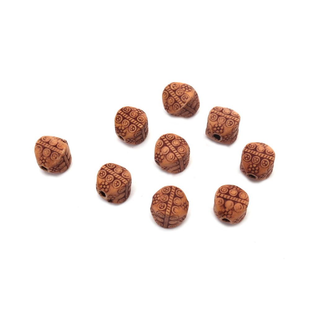 Antique acrylic rhombus bead  10x10x12 mm hole 2 mm brown - 50 grams ~ 62 pieces