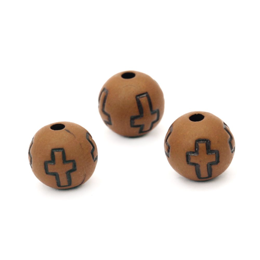 Antique Acrylic Beads, Round, Brown, 10mm, 2.5mm hole, 50gr.