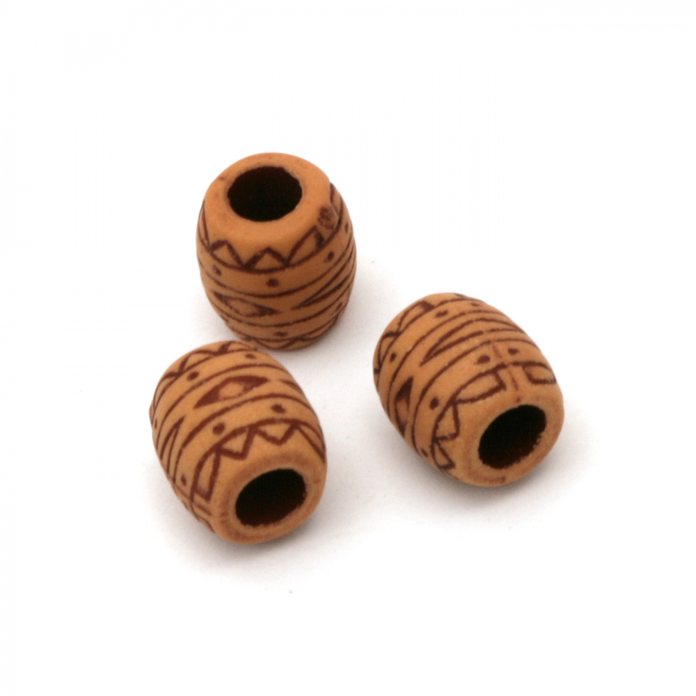 Antique acrylic cylinder  beads 10.5x10 mm hole 5 mm brown - 50 grams ~ 64 pieces