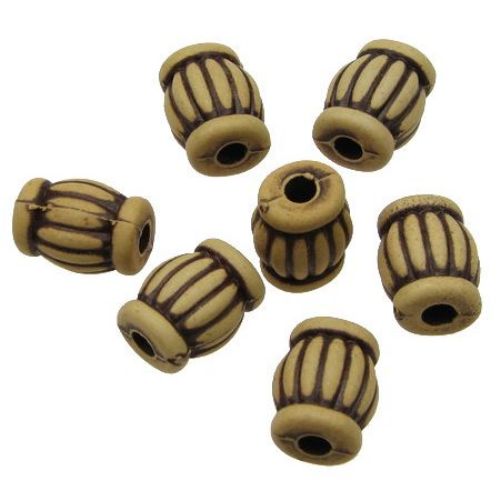Antique acrylic cylinder beads 16x12 mm hole 3 mm brown - 50 grams ~ 45 pieces