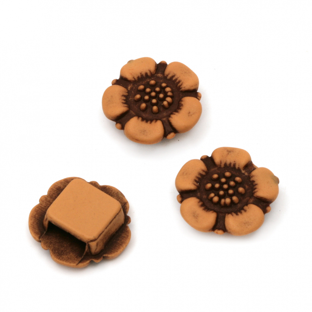 Antique acrylic flower bead 19x8 mm h3x8 mm brown - 50g ~ 47 pieces