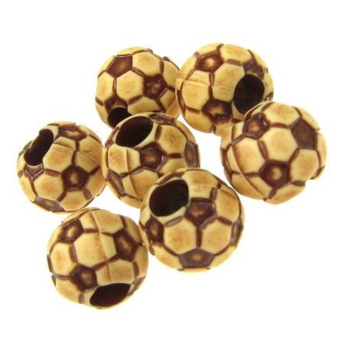 Antique acrylic ball bead 9 mm hole 4 mm brown - 50 grams ~ 140 pieces