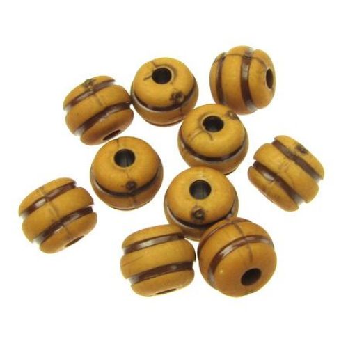 Antique Acrylic Beads ball 8x9 mm hole 2.5 mm brown -50 grams ~ 86 pieces