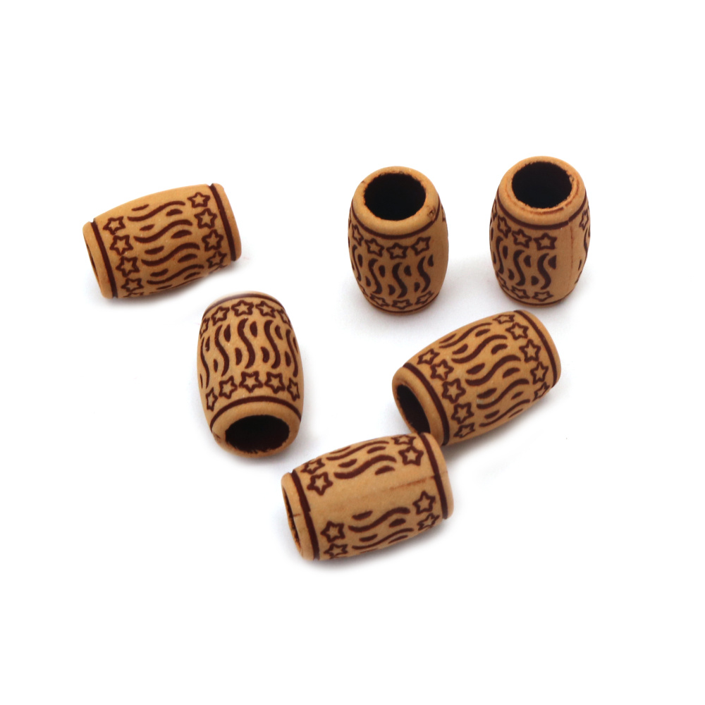 Antique acrylic cylinder  bead 16x11 mm hole 7 mm brown - 50 grams ± 52 pieces