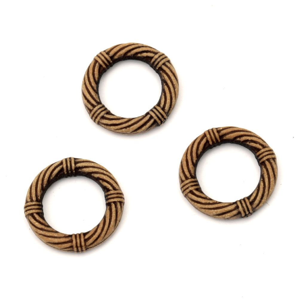Plastic Antique Ring Bead / Wreath, 20x4 mm, Hole: 12.5 mm, Brown -50 grams ± 60 pieces