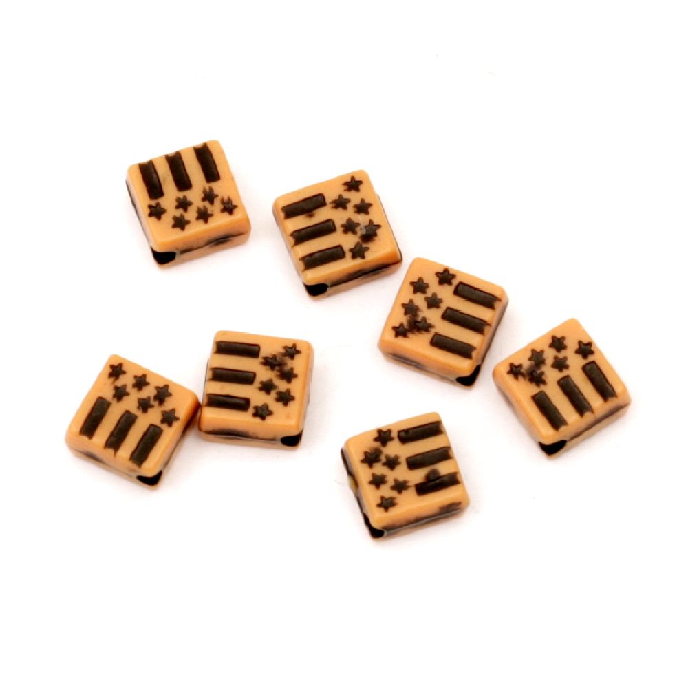 Antique acrylic rhombus bead 10x4 mm hole 1 mm brown - 50 grams ± 310 pieces