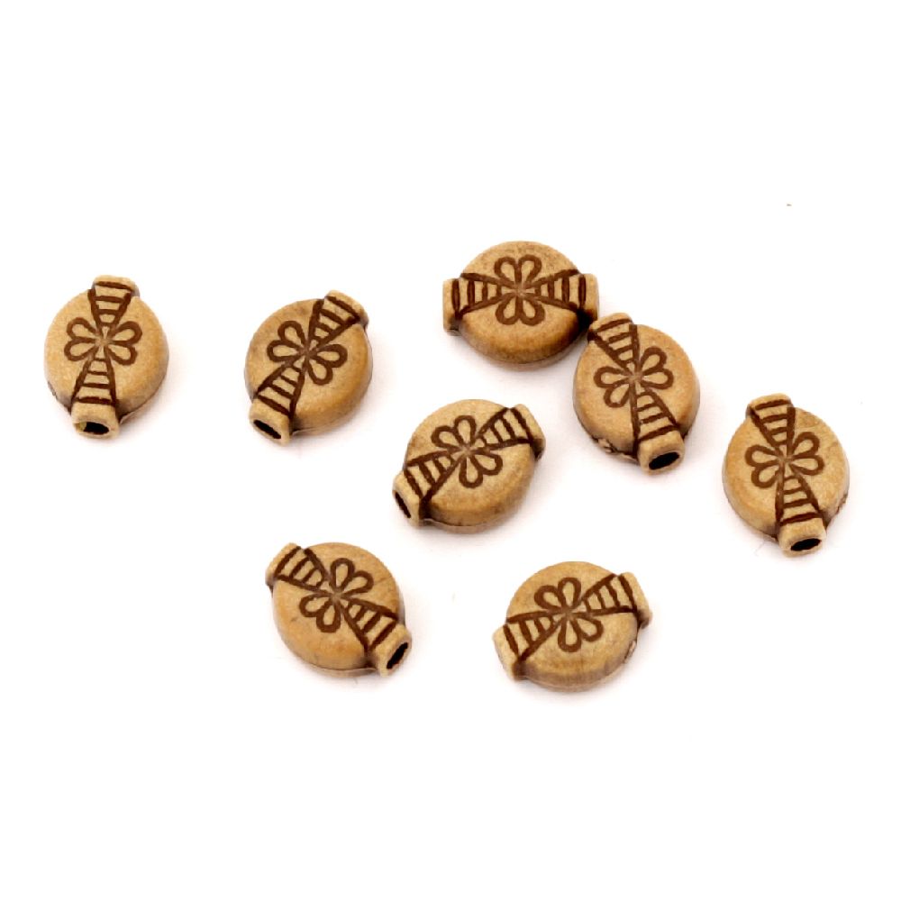 Bead Antique oval 10x8x5 mm hole 2 mm brown -50 grams ~ 140 pieces