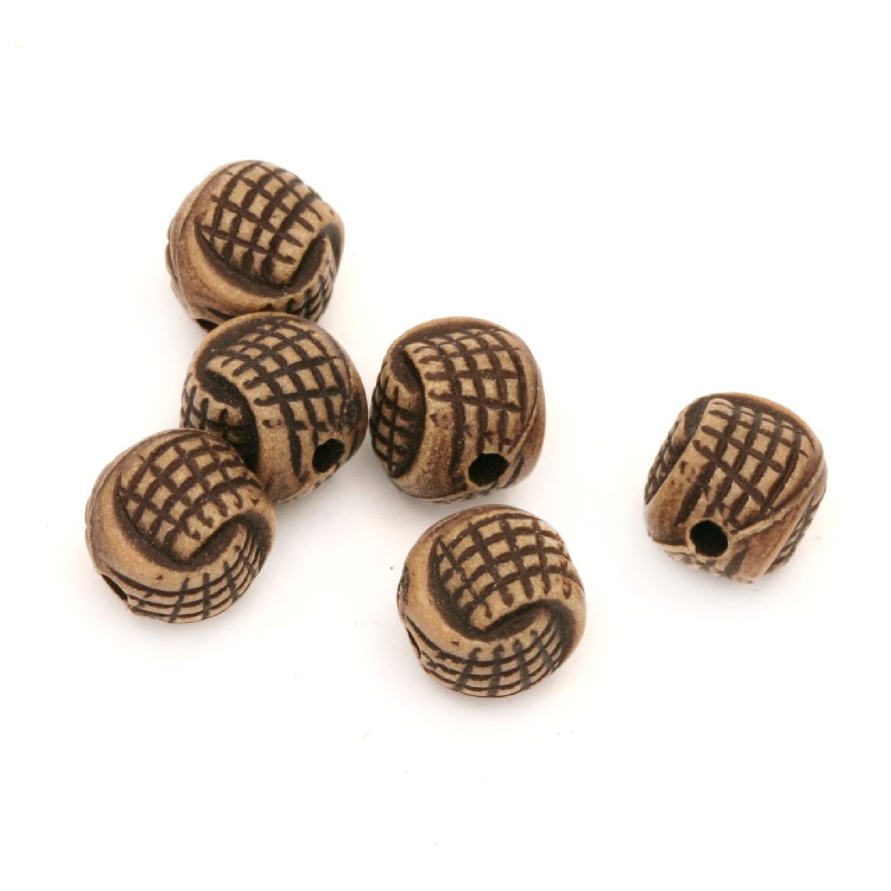 Antique acrylic ball bead 8x7 mm hole 1 mm brown - 50 grams ~ 150 pieces