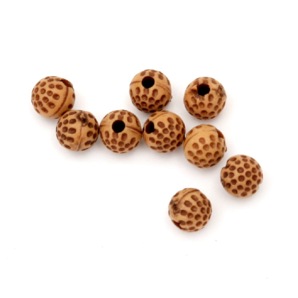 Antique acrylic ball bead 6 mm hole 1.5 mm brown - 50 grams ± 400 pieces