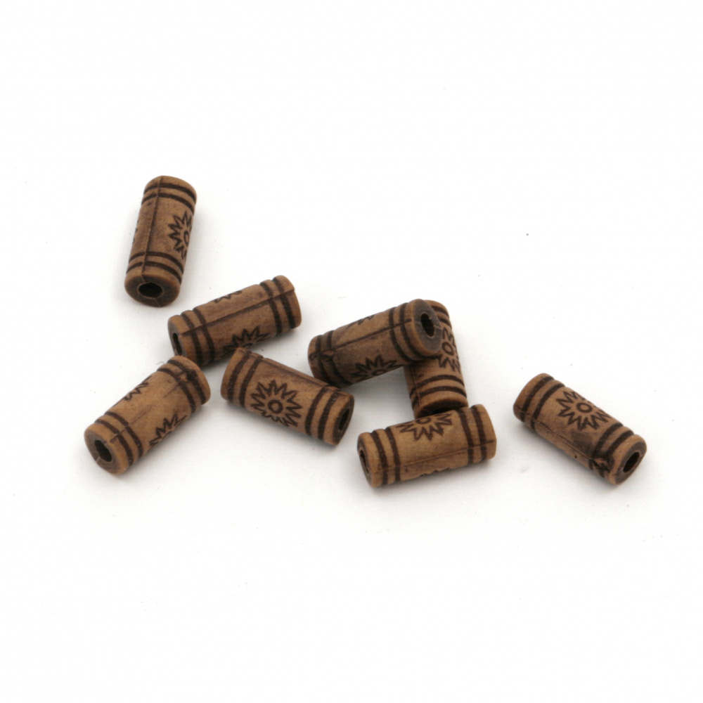 Antique acrylic cylinder  bead 10.5x4.5 mm hole 2 mm color brown - 50 grams ~ 295 pieces