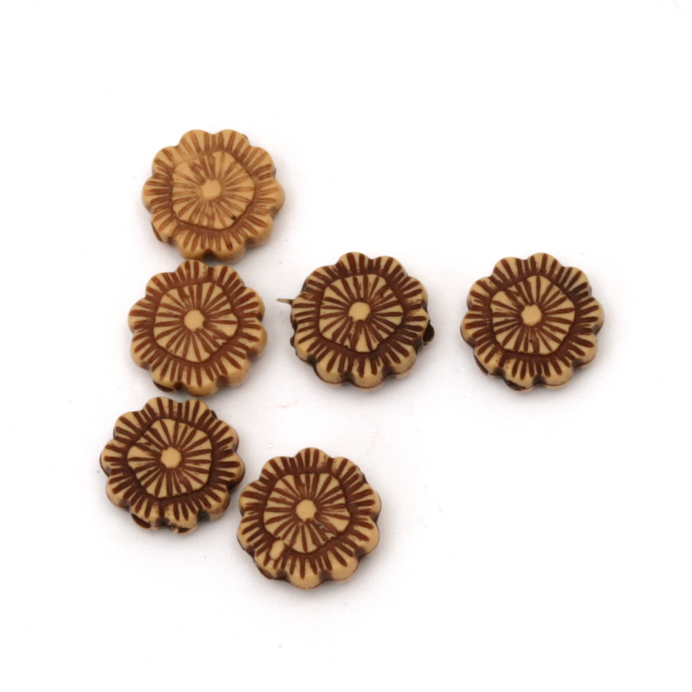 Antique acrylic flower bead 10x4 mm hole 2 mm color brown - 50 grams ~ 225 pieces