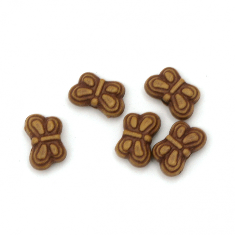 Antique acrylic butterfly bead 9.5x6x4 mm hole 1.5 mm color brown - 50 grams ± 400 pieces