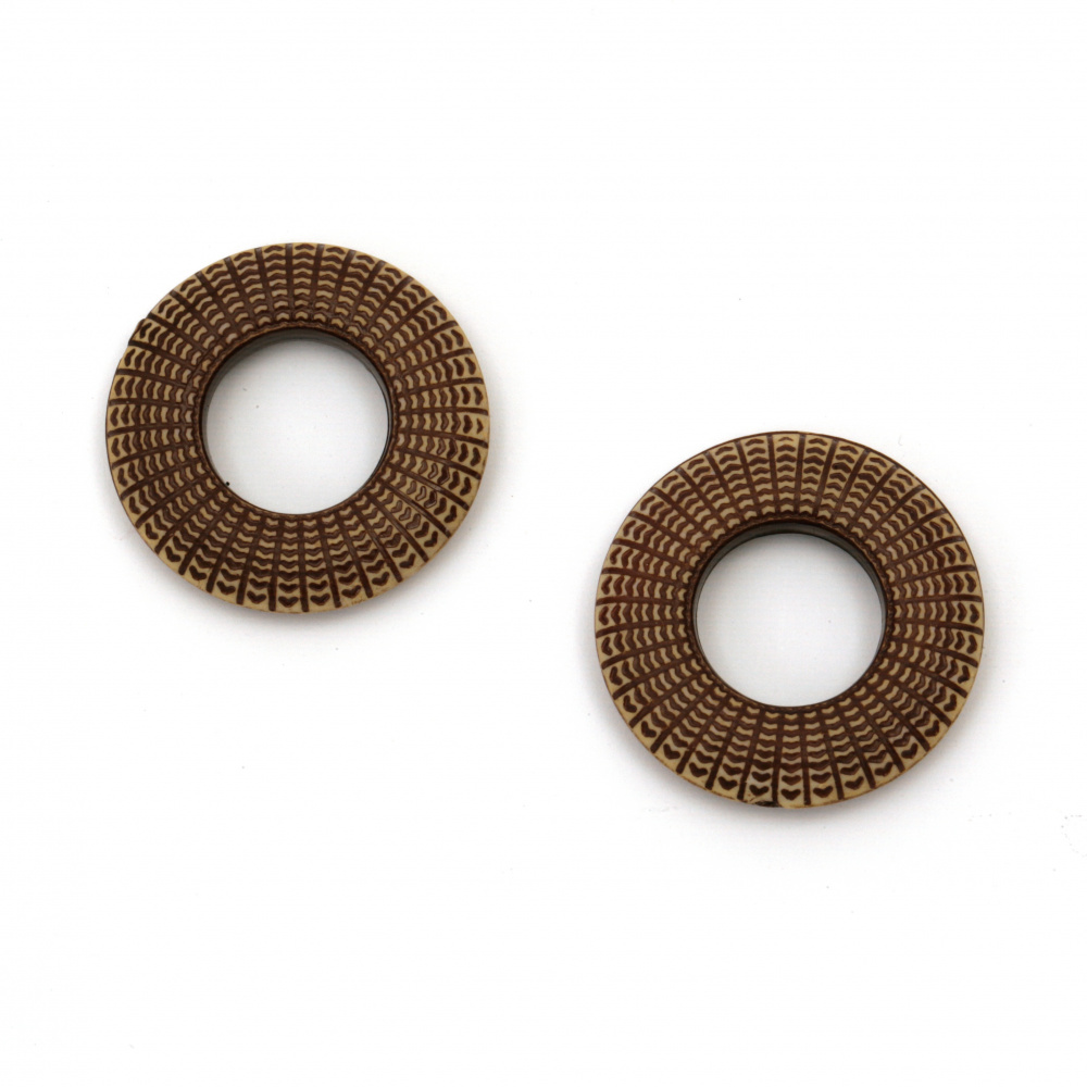 Plastic Ring Bead ANTIQUE, 32x6 mm, Hole: 14 mm, Brown -50 grams ~ 15 pieces