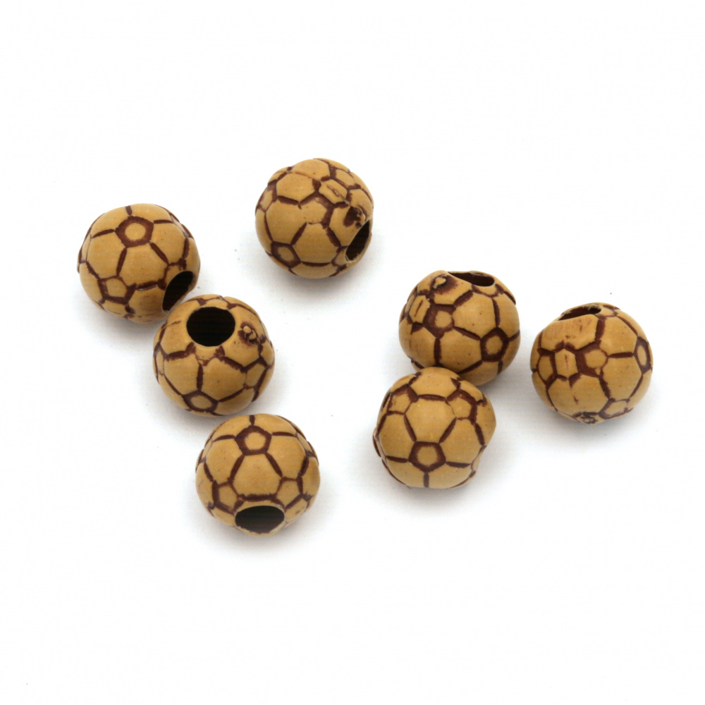 Plastic Ball ANTIQUE, Wood Imitation, 8x9 mm, Hole: 3.5 mm, Brown -50 grams ~ 130 pieces