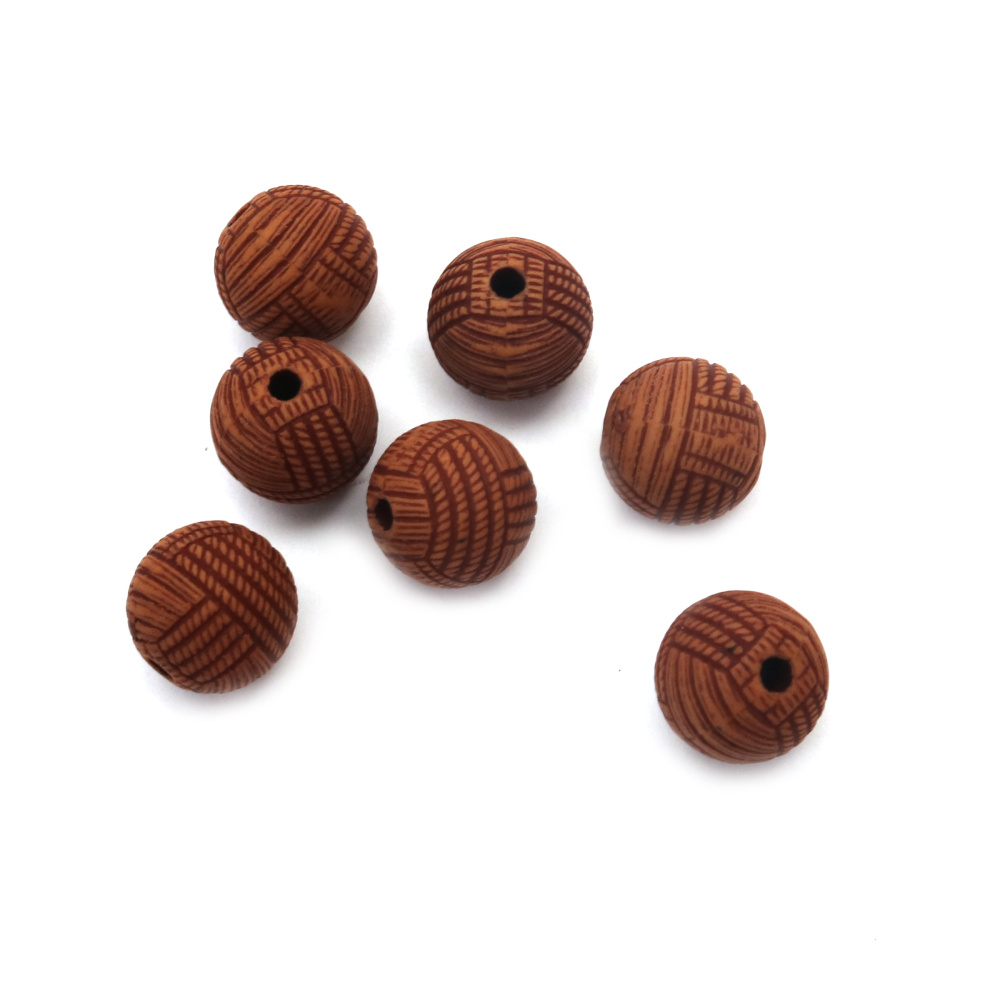 Plastic Ball Bead ANTIQUE / 11 mm, Hole: 2 mm / Brown - 50 grams ~ 50 pieces