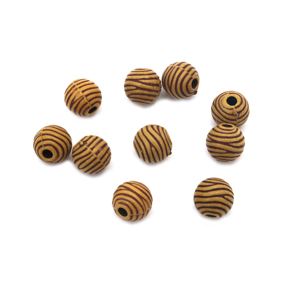 Plastic Ball Bead ANTIQUE / 8x9 mm, Hole: 2.5 mm / Brown - 50 grams ~ 128 pieces