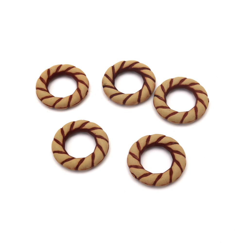 Acrylic Ring Bead ANTIQUE / 25x5 mm, Hole: 12 mm / Brown - 50 grams ~ 38 pieces
