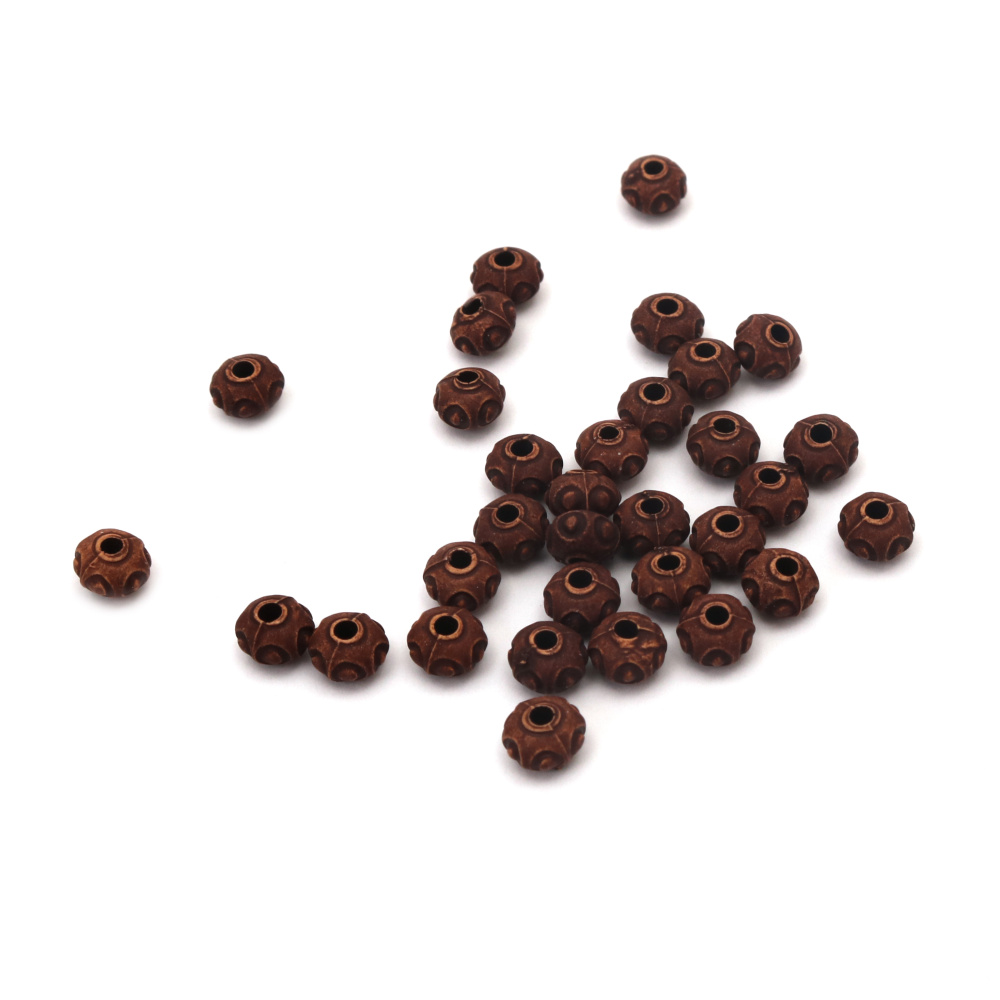 Acrylic Bead ANTIQUE for Handmade Martenitsas, Jewelry and Accessories / 6x4 mm, Hole: 1 mm / Brown - 50 grams ~ 500 pieces