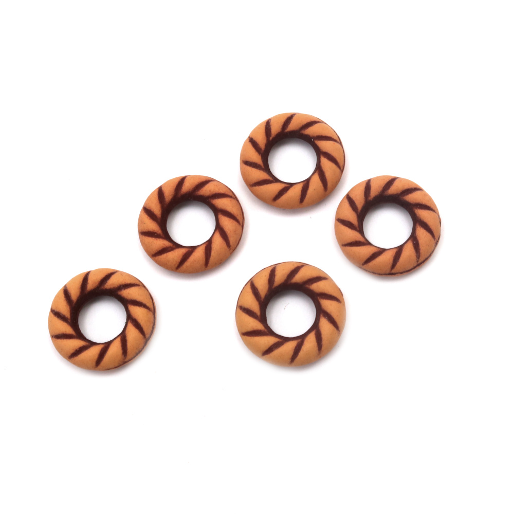 Plastic Ring-shaped Bead ANTIQUE / 19x5 mm, Hole: 8 mm / Brown - 50 grams ~ 50 pieces