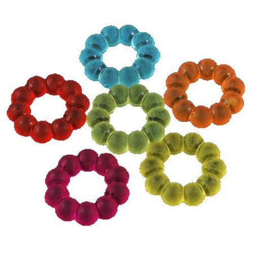Frosted Acrylic Beads, Flower, Mixed color, 14,5x4mm, 50gr.