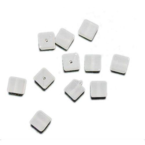 Margele cub transparente 9 mm gaură 2 mm alb mat -50 grame ~ 62 bucăți