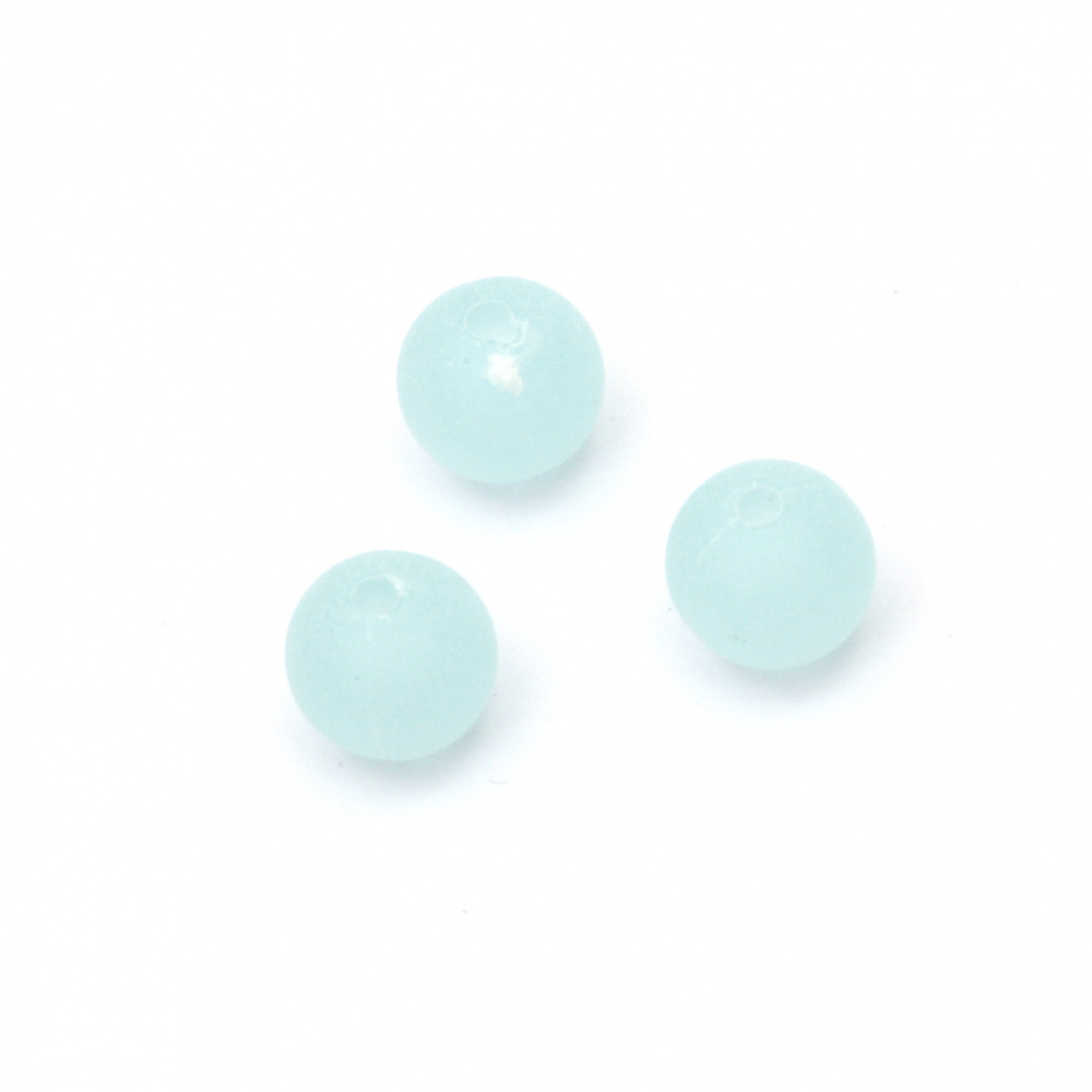 Frosted Plastic Ball, 8 mm, Hole: 2 mm, Pale Blue -20 grams ~ 80 pieces