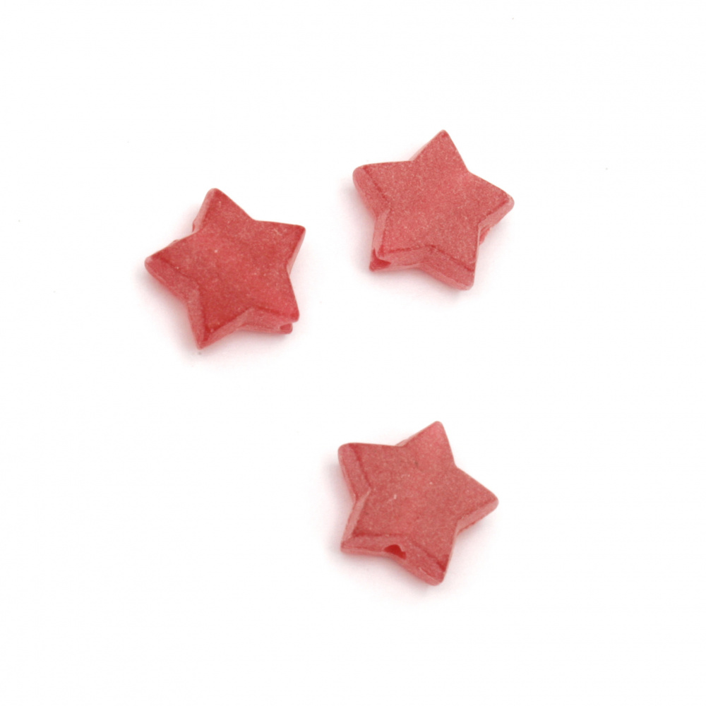 Transparent Matte Star Bead, 10x11x4 mm, Hole: 2 mm, Faded Red -20 grams ~ 87 pieces